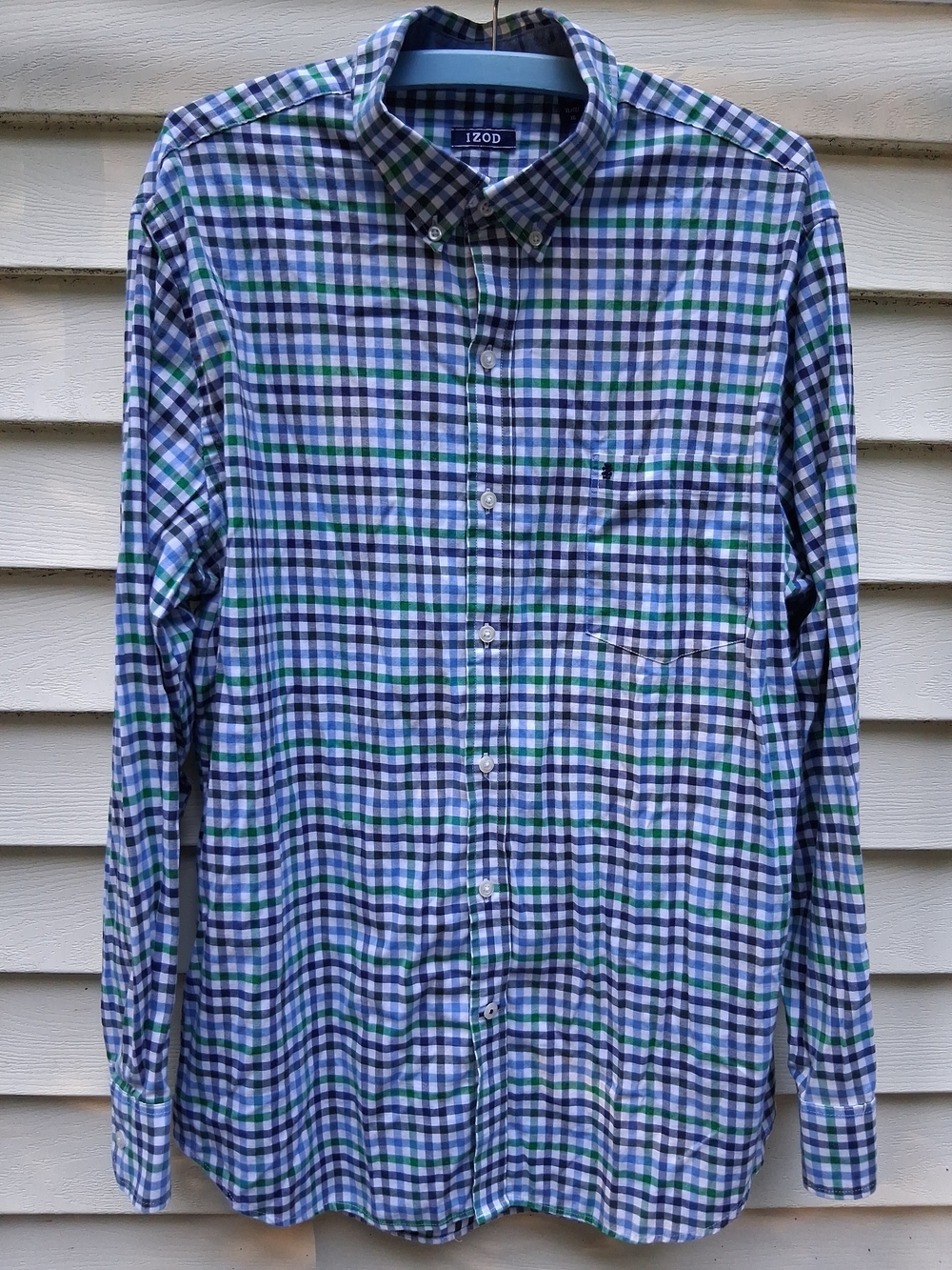 IZOD Men's Long Sleeve Plaid Pattern Button Down Collared XL